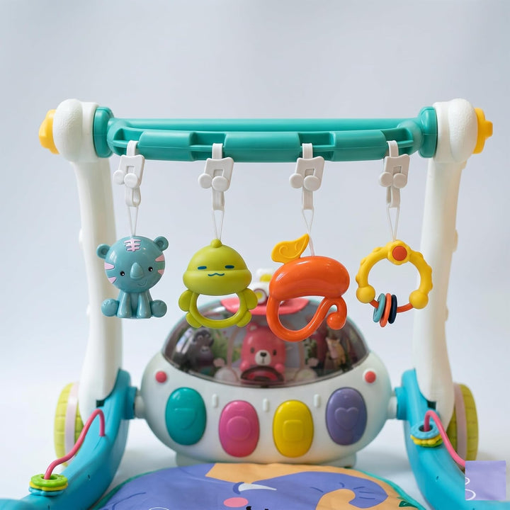 Relaxdays Spielbogen, mit Spielzeug, Rollen, Musik & Licht, HBT: 41 x 58 x 75 cm, Baby Gym, Krabbeld