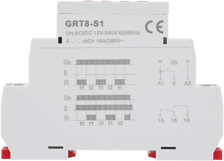 GRT8-S1 Mini Asymmetric Cycle Timer EIN/AUS Wiederholungszykluszeitrelais AC/DC12-240V mit sehr gros