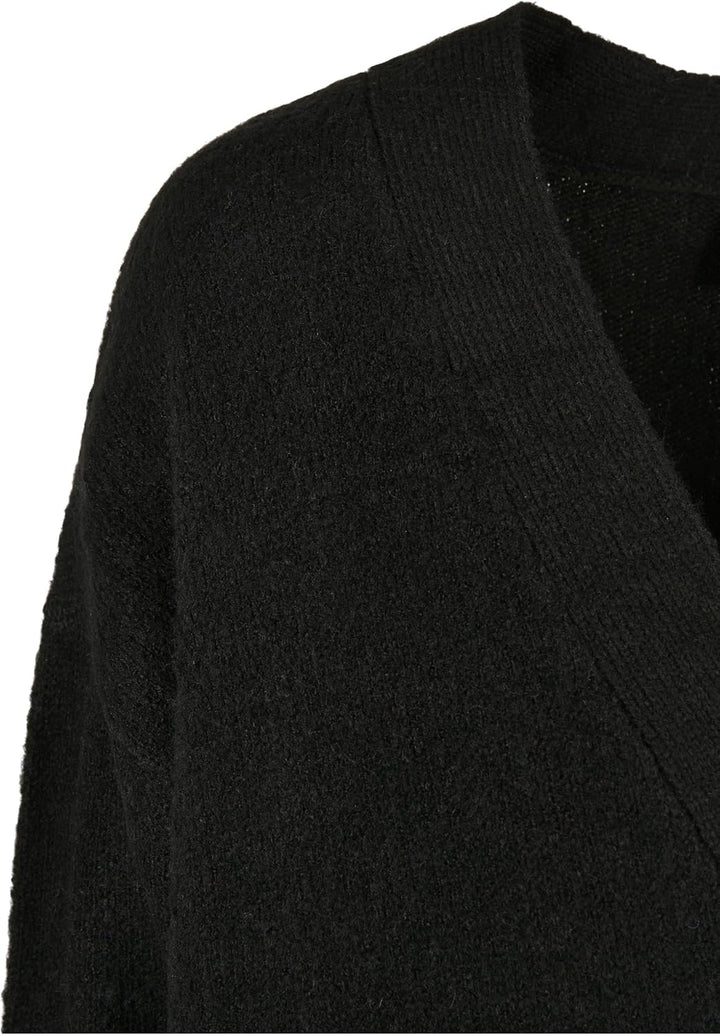 Urban Classics Damen Ladies Chunky Fluffy Knit Cardigan Strickjacke, Schwarz