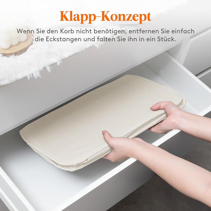Lifewit 65L schmaler faltbarer Wäschekorb mit Deckel, Weiss | Schlanke Wäschebox mit Griffen als Sch