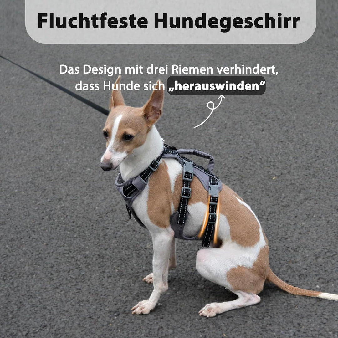 Huntboo Sicherheitsgeschirr Hund Ausbruchsicher, Panikgeschirr für Hunde, Reflektierendes Geschirr H