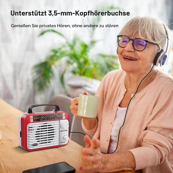 Multiband AM/FM/SW1-2 Radio Transistorradio AC oder batteriebetrieben mit bestem Empfang Grosser Lau