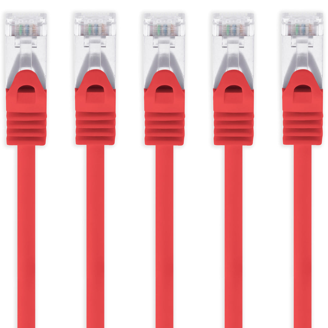 1aTTack.de 5m - rot - 5 Stück CAT.7 Netzwerkkabel Sftp (Rohkabel) Patchkabel (SET) 10000Mbit/s - 500