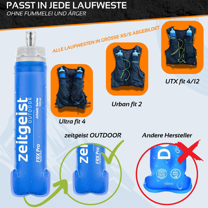 Soft Flask 500 ml FRX Pro (2er Set) Laufflasche TPU, BPA-frei, Faltflasche, faltbare Trinkflasche fü