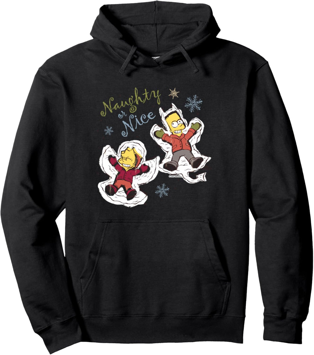 The Simpsons Bart and Lisa Christmas Holiday Naughty or Nice Pullover Hoodie