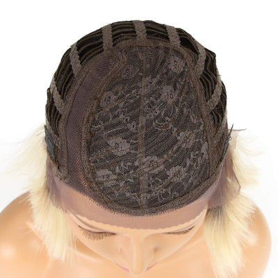 Début Lace Front Perücke für schwarze Damen Bob Perücke für weisse Damen Kunsthaar 24 cm 120g Blond