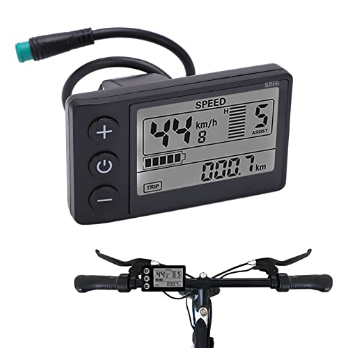Elektrofahrrad-LCD-Display, S866 Fahrradcomputer, 24 V 36 V 48 V Bedienfeld mit Wasserdichtem Stecke