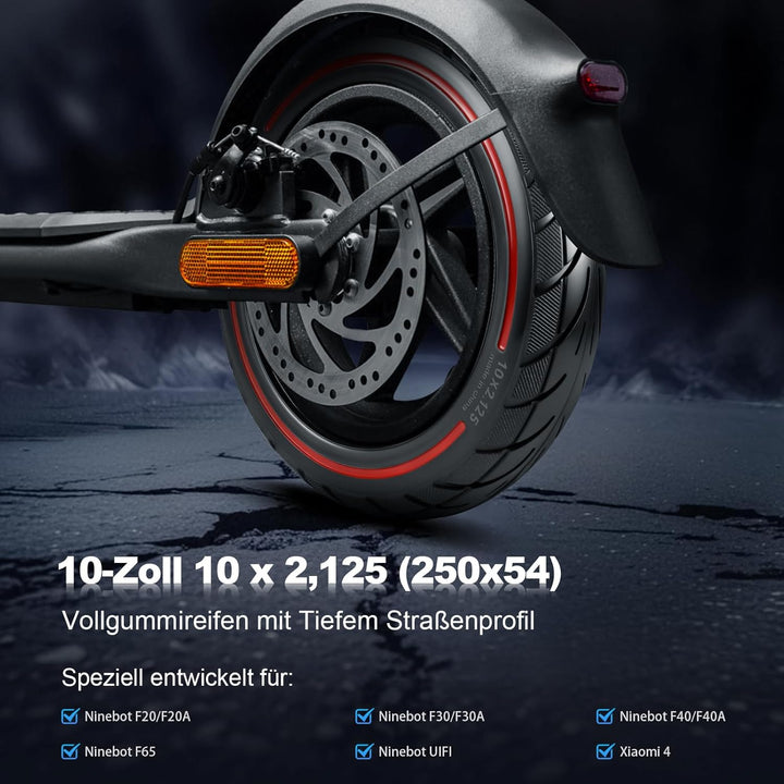 10x2,125 Vollreifen 250x54 Solide Reifen für Xiaomi 4Pro/4Lite/Ninebot uifi/F20d/F30d/F40d/F40E Elek