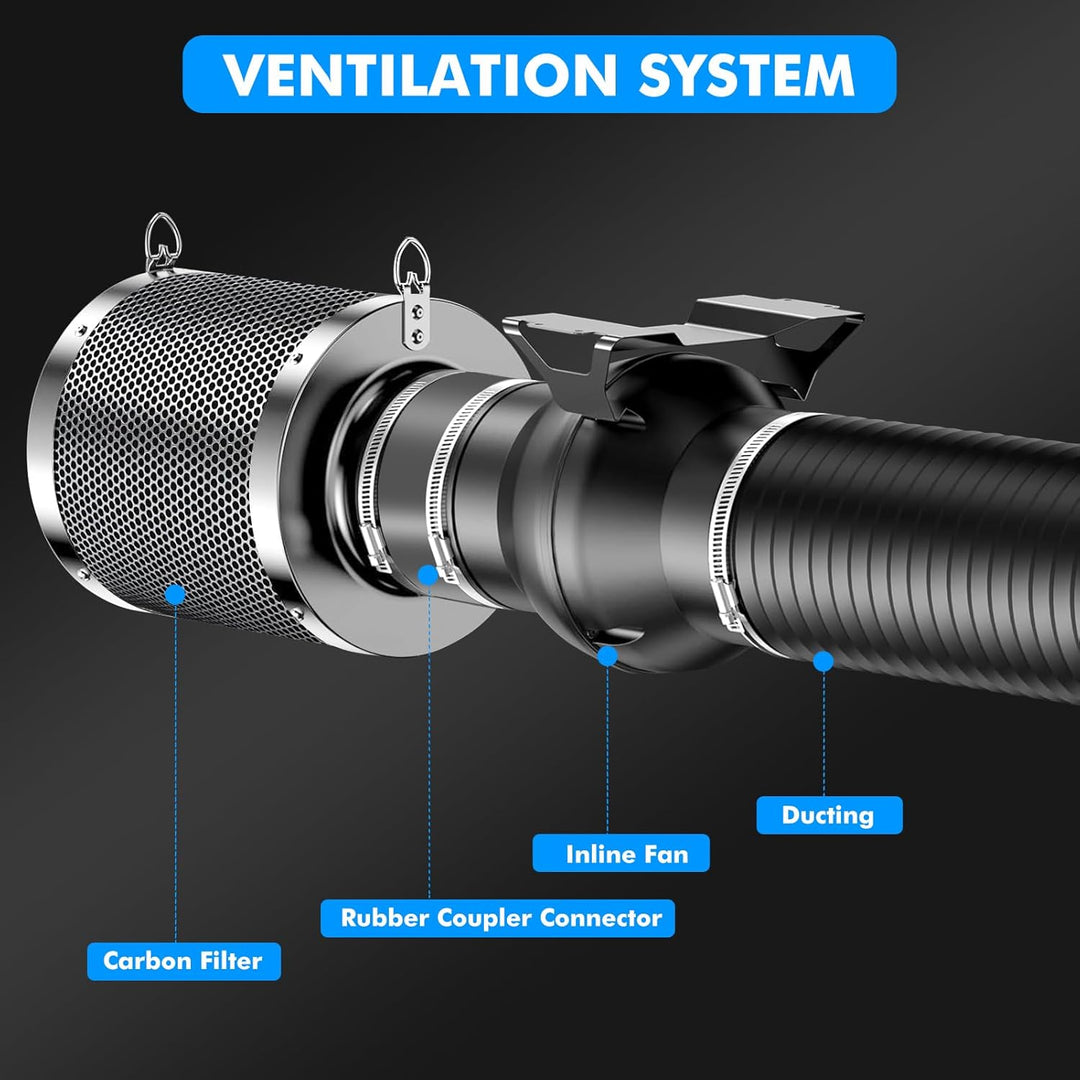 Aktivkohlefilter 100mm,4 Inch Kohlefilter Air Carbon Filter mit Seil zum Aufhängen,für Rohrventilato