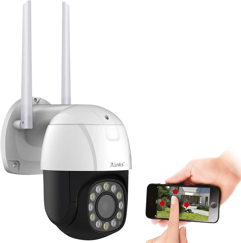 7links WiFi Kamera: PTZ-IP-Überwachungskamera, 2K+, 5X optischer Zoom, IR, WLAN, 64GB, App (Schwenkk