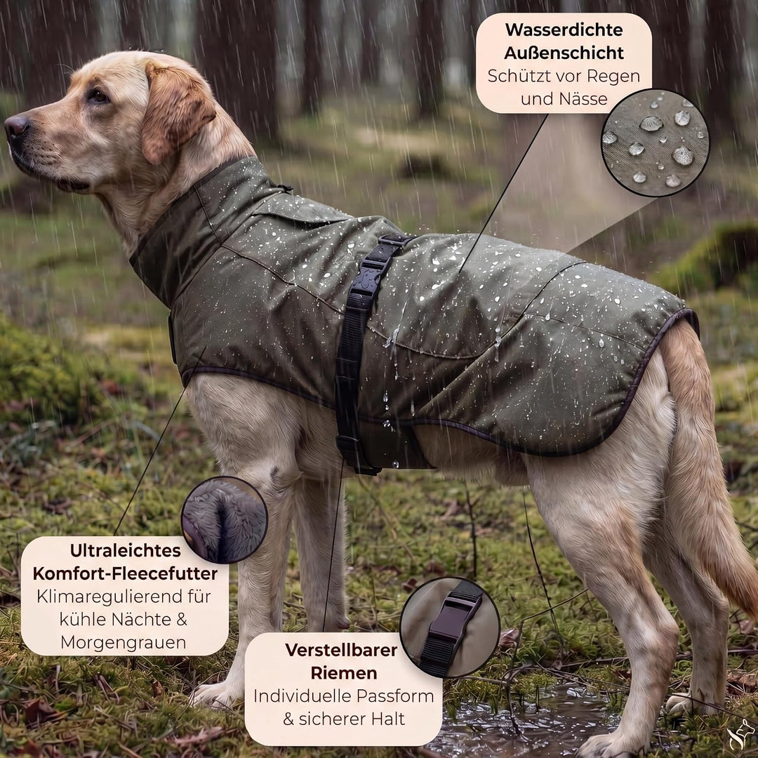 Regenmantel Hund wasserdicht mit Fleece-Futter – Hundemantel wasserdicht - Hundemantel warm - Regenm