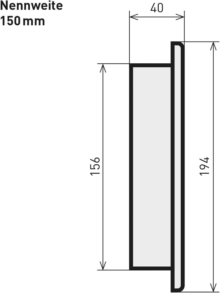 raik Blindkappe Abdeckung 150 mm Durchmesser schwarz für Wandabschluss Doppelwandfutter Senotherm be