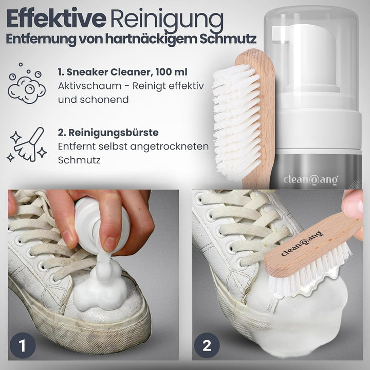 cleangang Reinigungsset Schuhbürste & Schuhputzset – Ideale Reinigung & Pflege für Lederschuhe & Sne
