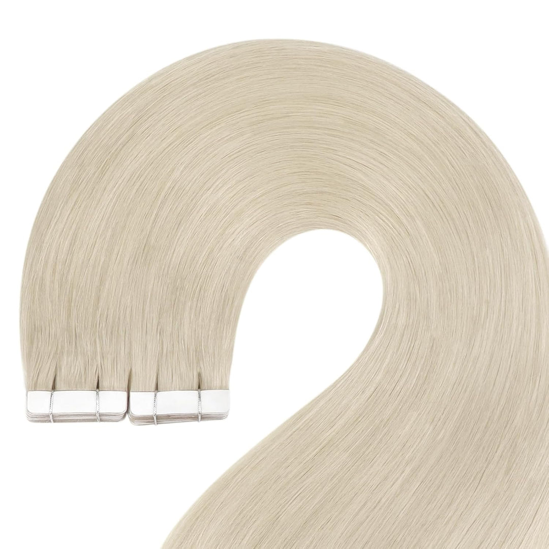 YoungSee Tape in Extensions Platinblond 40 cm Tape Extensions Echthaar Blond Skin Weft Extensions Ec