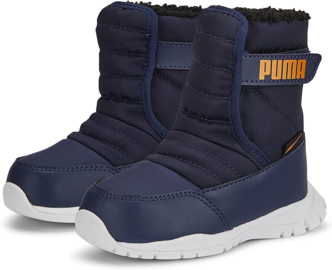 PUMA Unisex Kinder Nieve Boot WTR Ac Ps Sneaker 30 EU Peacoat Vibrant Orange Blue, 30 EU Peacoat Vib