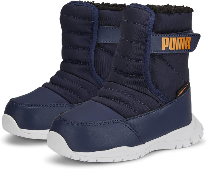 PUMA Unisex Kinder Nieve Boot WTR Ac Ps Sneaker 30 EU Peacoat Vibrant Orange Blue, 30 EU Peacoat Vib