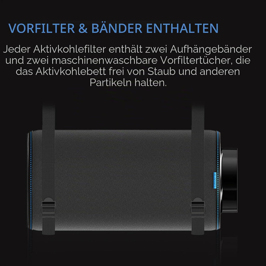 AC Infinity Aktivkohlefilter 300mm mit mit hochwertiger australischer Virgin-Kohle, für Inline-Rohrv
