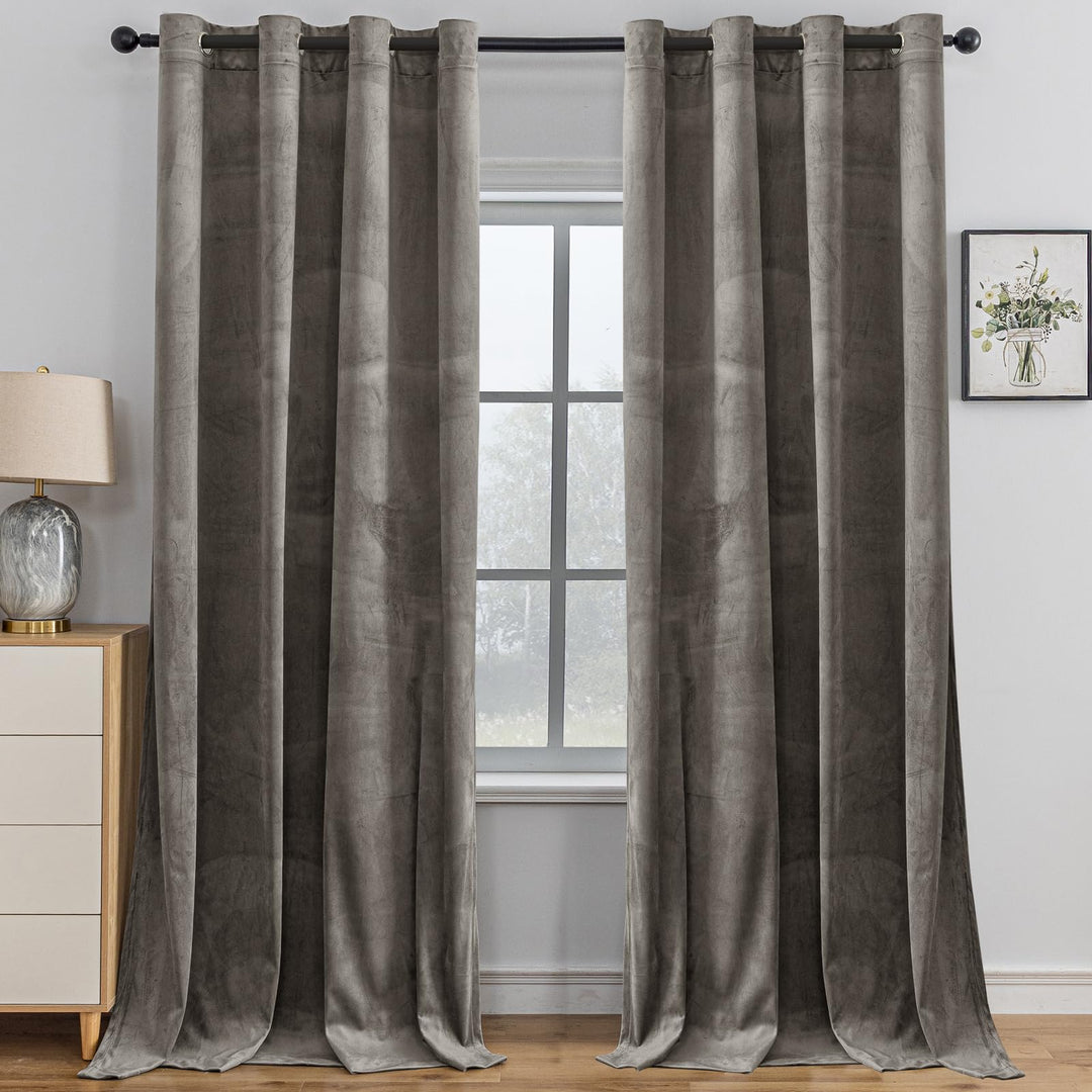 YSTELLAA Samtvorhang 2er Set, Gardinen Vorhänge, 140×180cm, Verdunklungsvorhänge Schlafzimmer Mit Ös