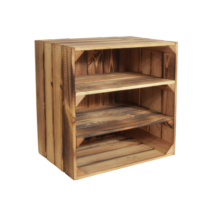 Weinregal Wino aus Holz - Geflammt 2X Regal Holzkiste 1 2x Geflammt Regal, 1 2x Geflammt Regal