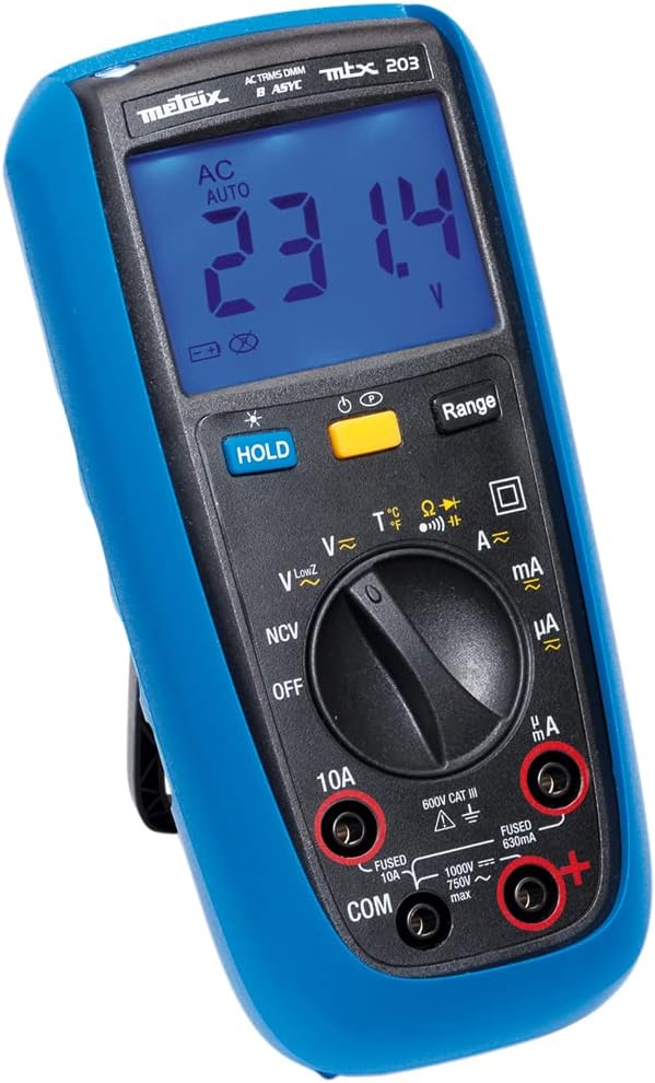 Metrix MTX 203 Hand-Multimeter digital Spritzwassergeschuetzt (IP54) CAT III 600V Anzeige (Counts):,