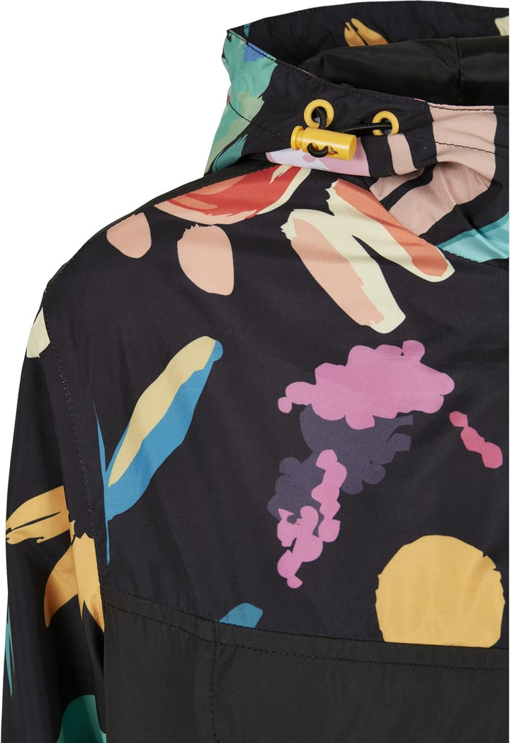 Urban Classics Damen Jacke Windbreaker zum Überziehen für Frauen mit Kapuze, Ladies Mixed Pull Over