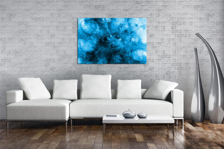 deyoli atemberaubendes Fraktal Muster in blau weiss Format 80x60 Effekt: Monocrome Blau als Leinwand