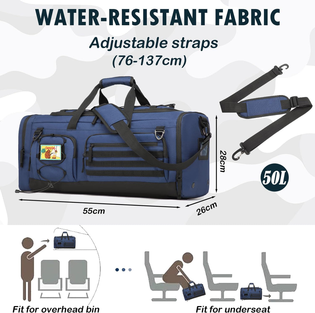 50L Herren Sporttasche mit Nass- & Schuhfach Rucksack 3 in 1 Reisetasche Handgepäck Sport Duffel Tas
