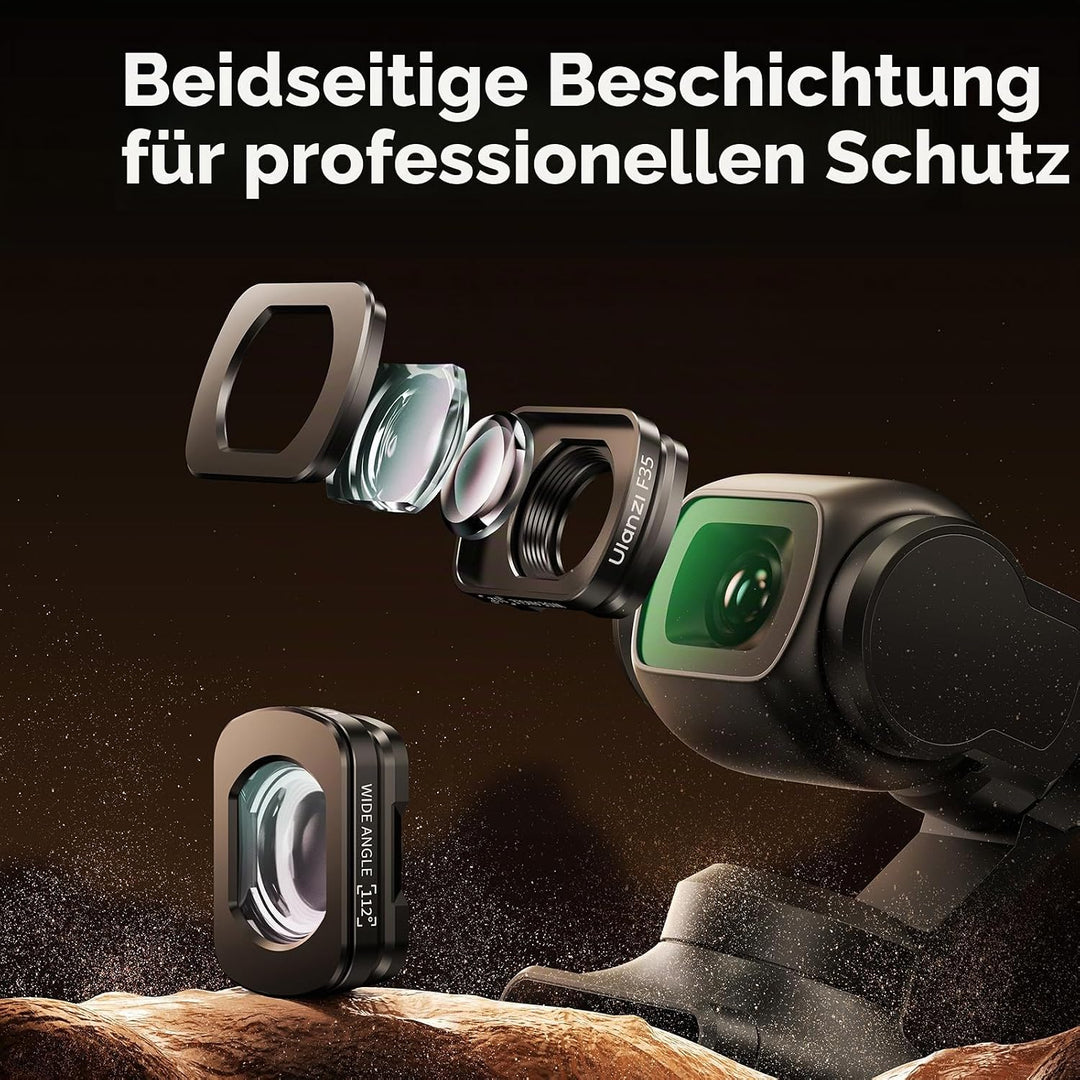ULANZI F35 Pocket 3 Weitwinkelobjektiv, 112° Weitwinkelobjektiv kompatibel mit DJI Osmo Pocket 3 Zub