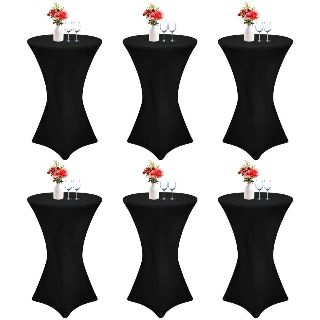 Showgeous 6er-Set Stretch Stehtisch Husse für Bistrotisch Ø 60-65 cm,Hussen Stehtische Schwarz 60 cm