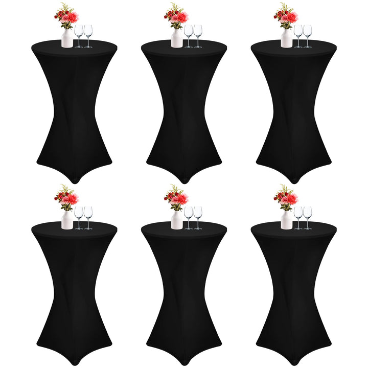 Showgeous 6er-Set Stretch Stehtisch Husse für Bistrotisch Ø 60-65 cm,Hussen Stehtische Schwarz 60 cm