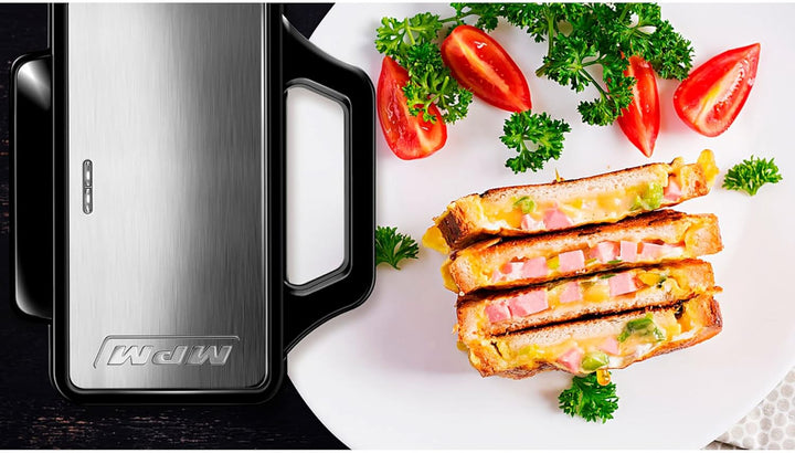 MPM - MOP-45M - Sandwichmaker - Toaster - für 4 dreieckige Sandwiches/Panini - Gehäuse aus rostfreie