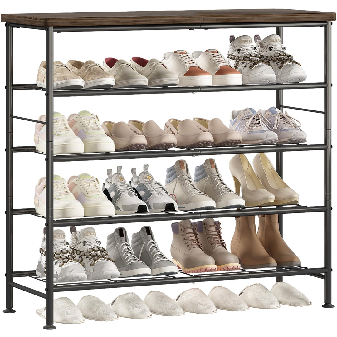 Schuhregal mit 4 Ebenen,Schuhregale aus Hochleistungsmetall mit MDF-Platte,Geeignet für Eingänge,Sch
