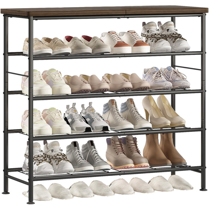 Schuhregal mit 4 Ebenen,Schuhregale aus Hochleistungsmetall mit MDF-Platte,Geeignet für Eingänge,Sch