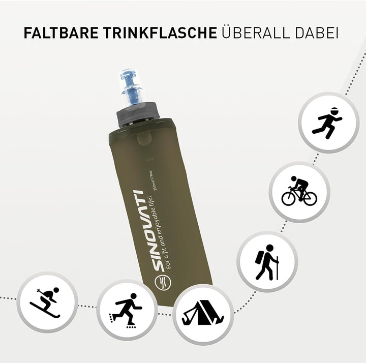 SINOVATI® TPU Faltbare Trinkflaschen, Soft Flask, Wasserflasche BPA-Frei Sportflasche für Trinkrucks