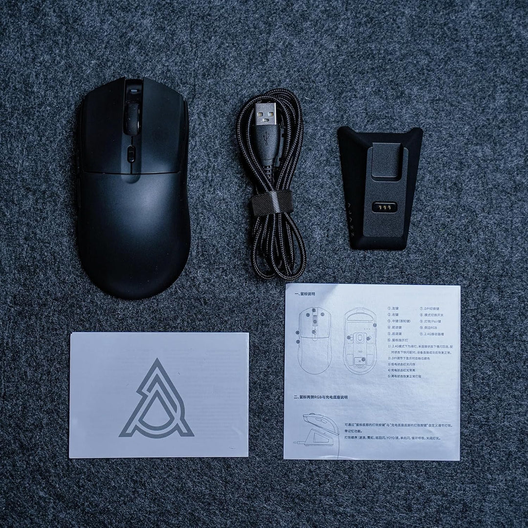MechLands AJ139 V2 MC Gaming-Maus mit Ladestation, einstellbare 12000 DPI, PAW3311-Sensor, 3 Modi, k
