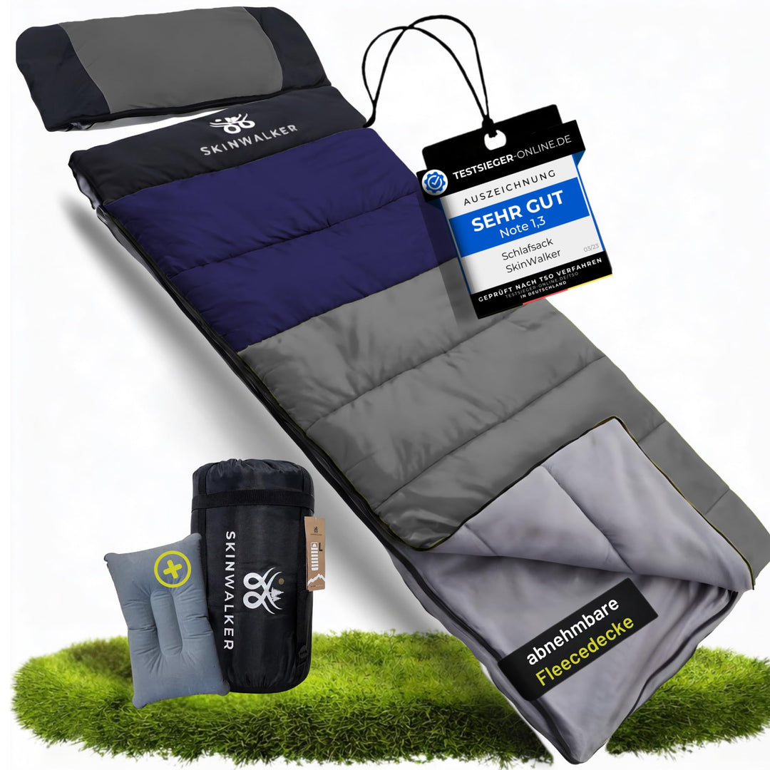 SkinWalker Schlafsack 4 Jahreszeiten Sommer & Winter -15 °C - 20 °C Wasserfest [abnehmbare Polarflee