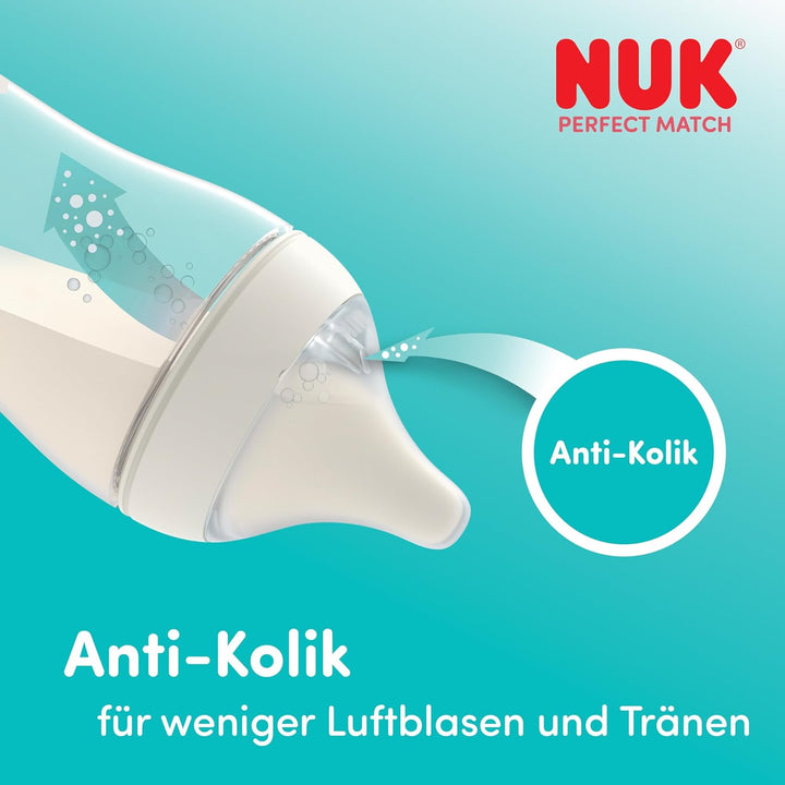 NUK Perfect Match Babyflaschen | 0-3+ Monate | 150 ml &amp; 260 ml | Anti-Kolik-Trinkflasche | PP | Temp
