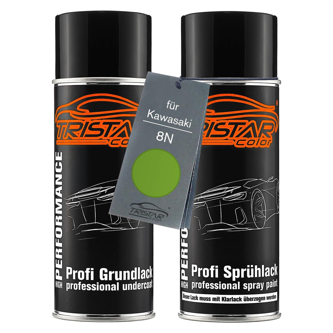 TRISTARcolor Motorradlack Spraydosen Set für Kawasaki 8N Candy Lime Green Metallic Grundlack Basisla