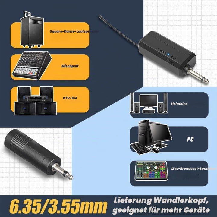 Professionelles kabelloses Handmikrofonsystem mit wiederaufladbarem Empfänger und 3,5-mm-Ausgang, Fe