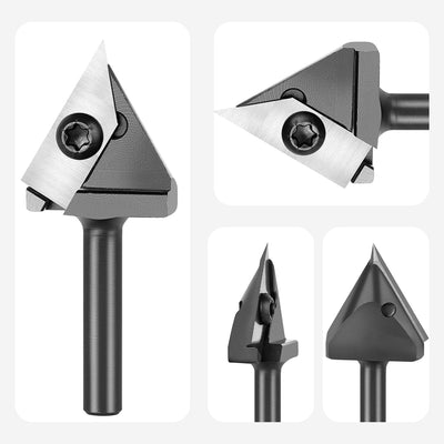 SpeTool V Nut Fräser 8mm Schaft 60 Grad Wendeplatten V Nutfräser mit Hartmetall HW Schriftenfräser C