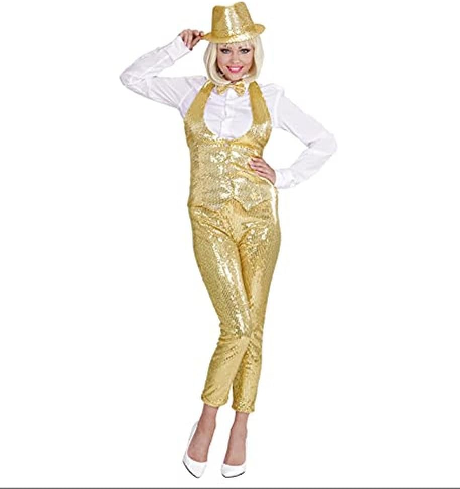 W WIDMANN MILANO Party Fashion - Paillettenleggings für Damen, glänzende Disco Leggings im 70er Jahr
