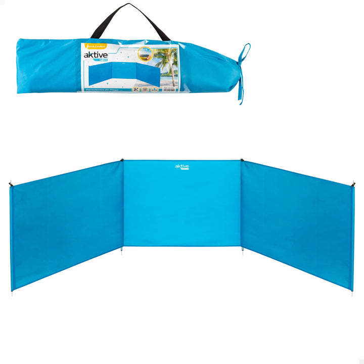 AKTIVE Unisex-Jugendliche 53442 Faltbarer Strand-Windschutz, blau, 200 x 75 cm, 200 x 75 cm