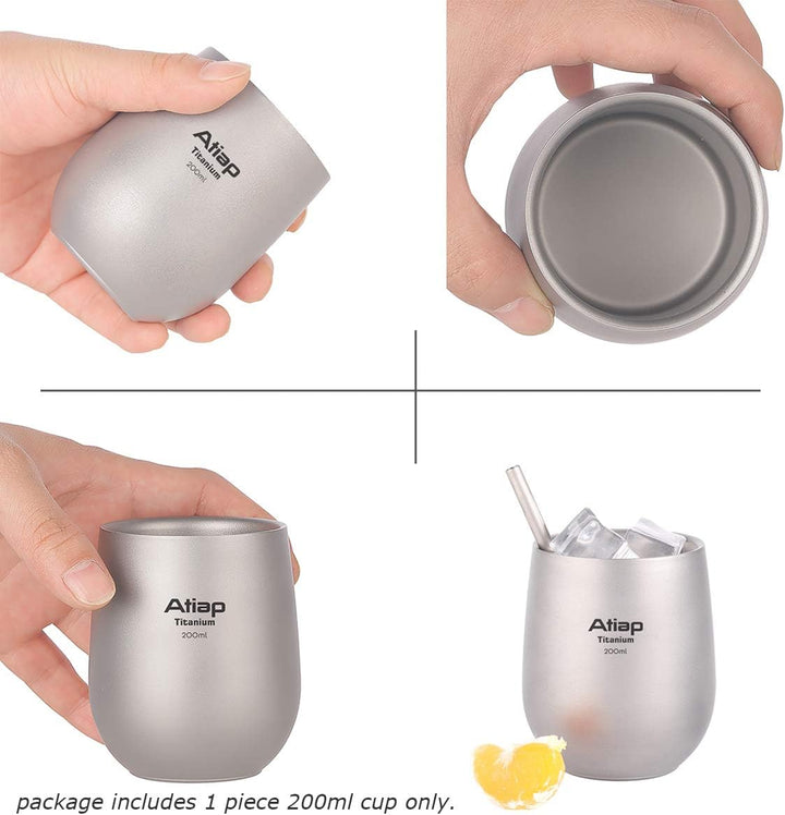 ATiAP Camping Mug Pot Cup, Titanium Water Tea Coffee Cup, Double Wall and Carry Bag Design, Suitable