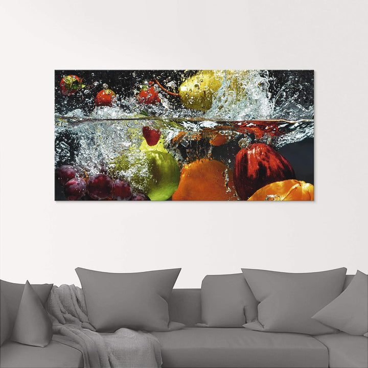 ARTland Glasbilder Wandbild Glas Bild einteilig 50x50 cm Quadratisch Früchte im Wasser Obst Frucht C
