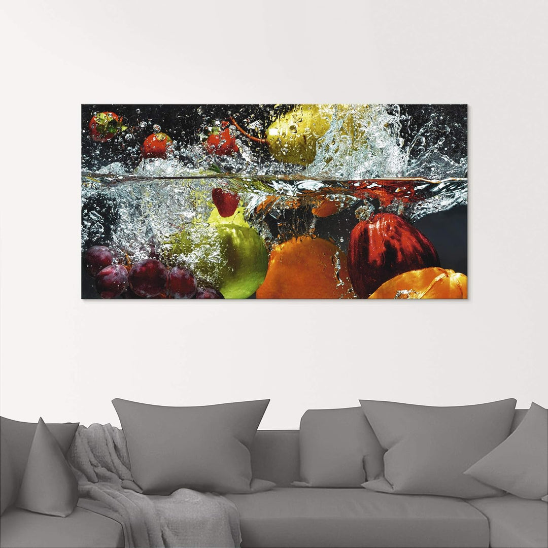 ARTland Glasbilder Wandbild Glas Bild einteilig 50x50 cm Quadratisch Früchte im Wasser Obst Frucht C