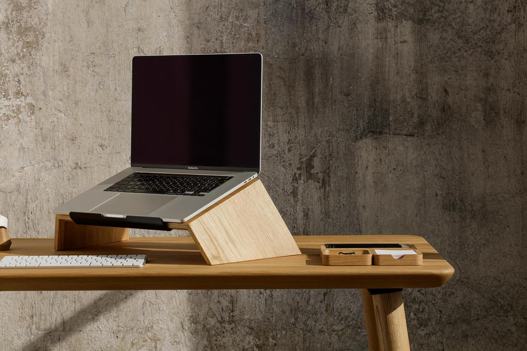 Oakywood - Laptop Ständer Holz - Notebook Stand - für Laptops 13-14", Hand Made, mit Metall Halterun