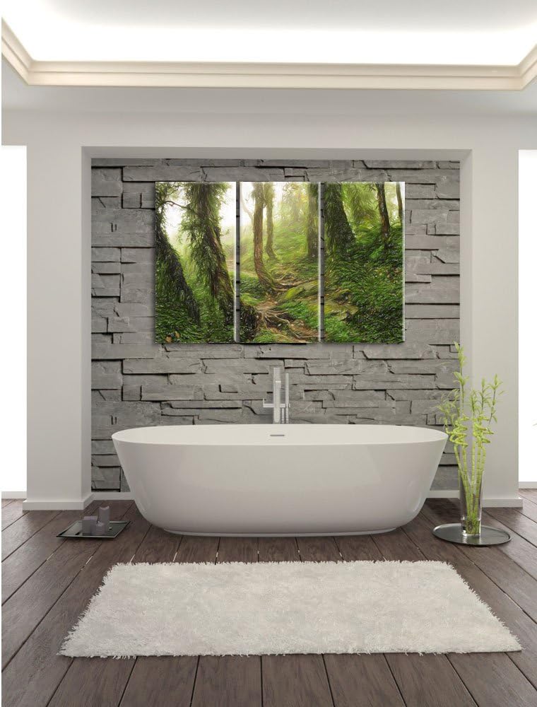 Pixxprint Tropischer La Selva Dschungel Bunstift Effekt 3-Teiler Leinwandbild 120x80 Bild auf Leinwa