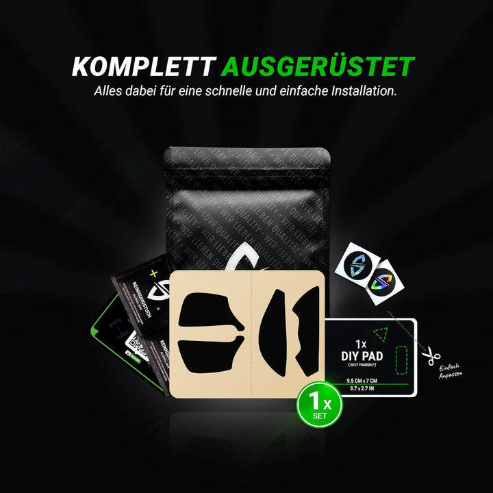 SensoryBoost Maus Grip Tape – kompatibel mit Glorious Model D (inkl. Zuschnitt-Pad) Schweissabsorbie