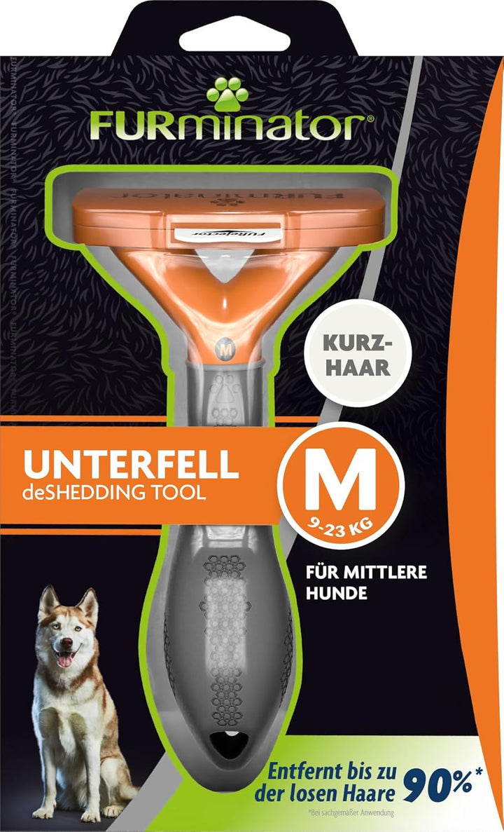 FURminator deShedding-Tool Hund Grösse M Kurzhaar - Hundebürste für mittelgrosse Hunde zur Entfernun