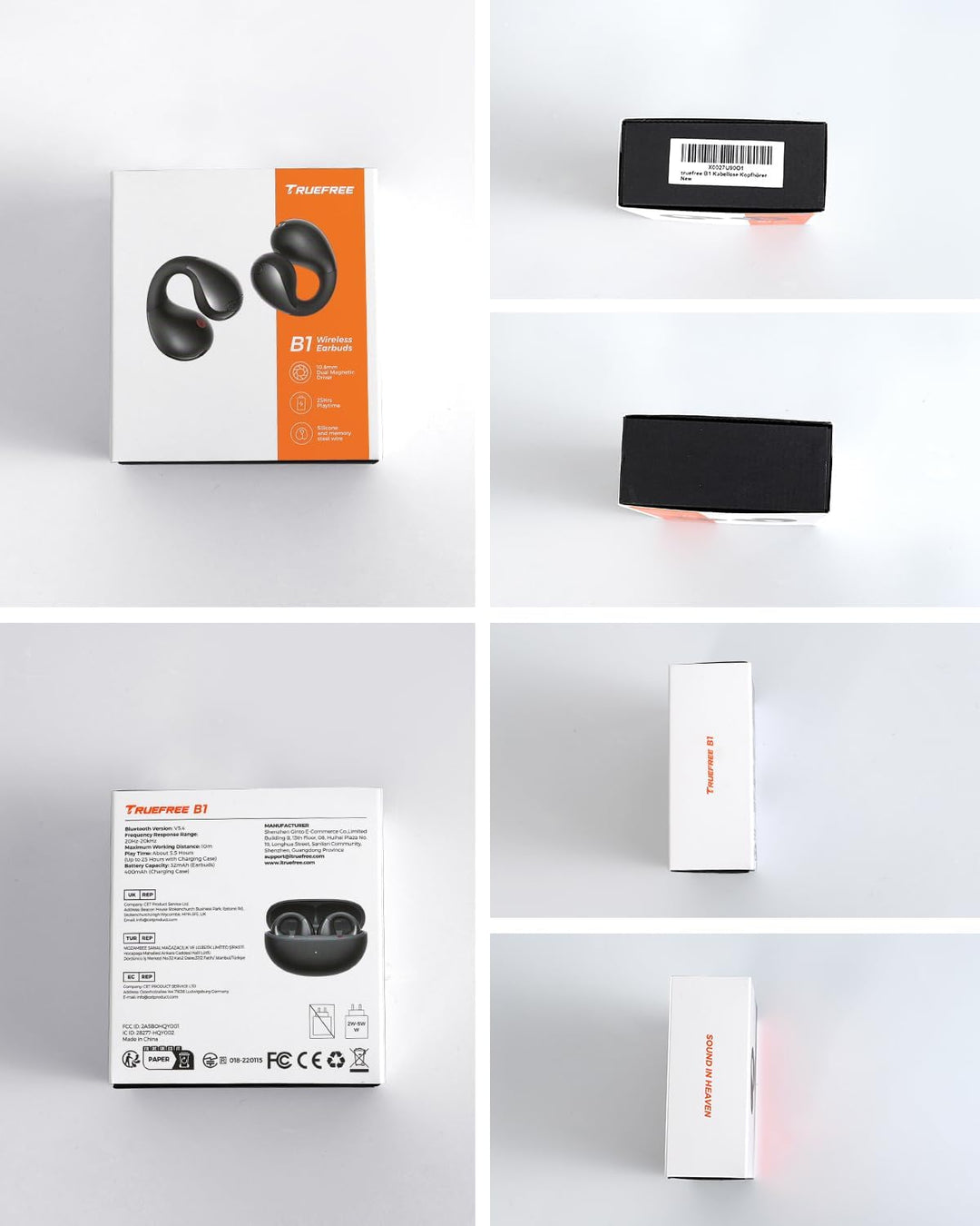 truefree B1 Open Ear Bluetooth Kopfhörer, Clip-On Kopfhörer Sport, Kabellose Bluetooth 5.4, Komfort-